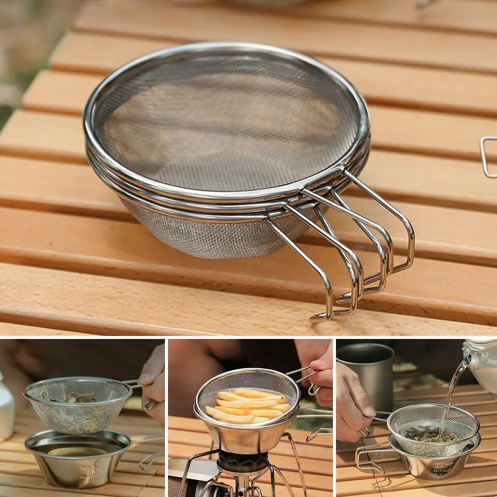 

Portable Camping Stainless Steel Colander Noodle Strainer Mesh Spoon Oil Strainer Fried Filter