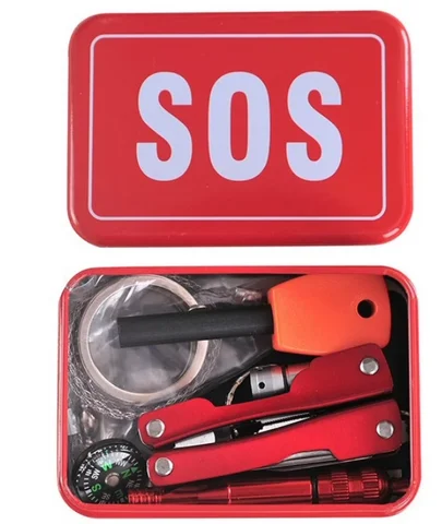 Набор инструментов для выживания на открытом воздухе, многофункциональный аварийный набор с аварийной кнопкой SOS, для самоспасения