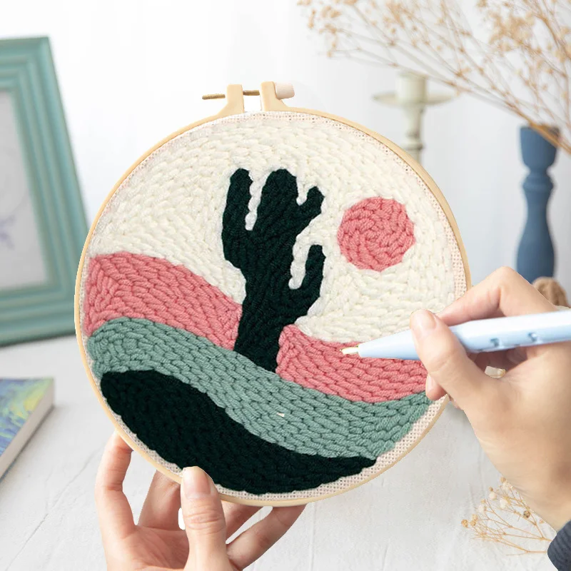 Kit With Yarn For Beginners Easy Embroidery Work Home Decor 