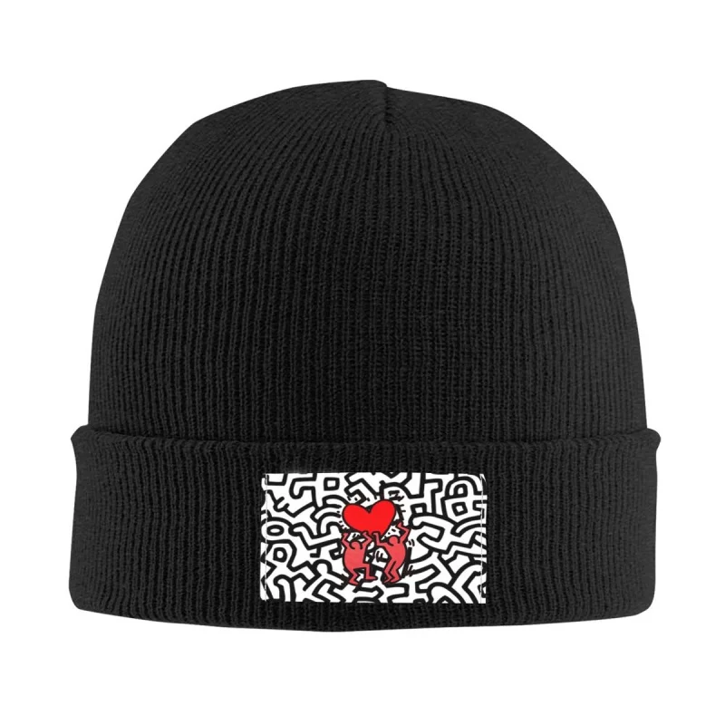 

Забавная шапка с двумя красными людьми, шапки, вязаная шапка в стиле хип-хоп для мужчин и женщин, теплые зимние шапочки с геометрическим граффити, шапки-бини, шапки
