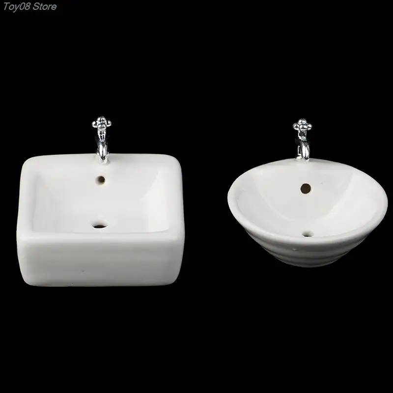 

Квадратная кукольная раковина для ванной комнаты 1:12 миниатюрная керамическая раковина Модель раковины для ванной имитация аксессуаров для кукольного домика белый