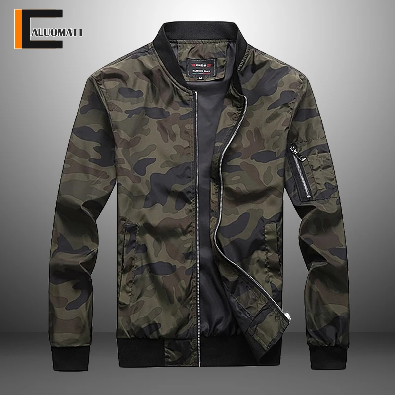 

Men's Camouflage Zipper Jackets Male Autumn Baseball Coats Camo Bomber Jacket Mens Sportswear Fashion Windbreaker Plus Size 7XL