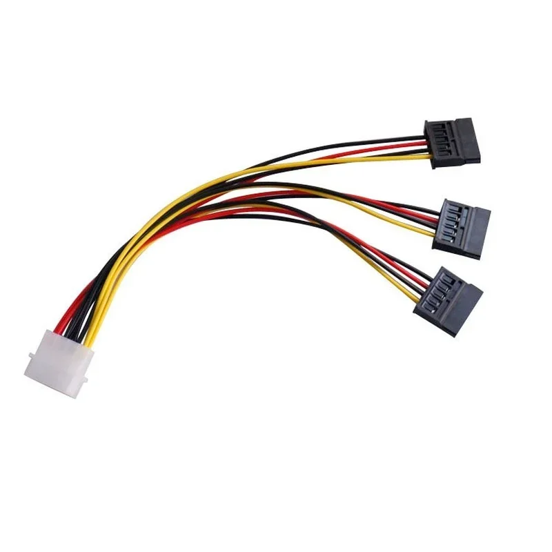 

22cm SATA Adapter Cable IDE 4Pin Male to 3 Port SATA Female Splitter Hard Drive Power Supply Cable SATA Cable переходник New