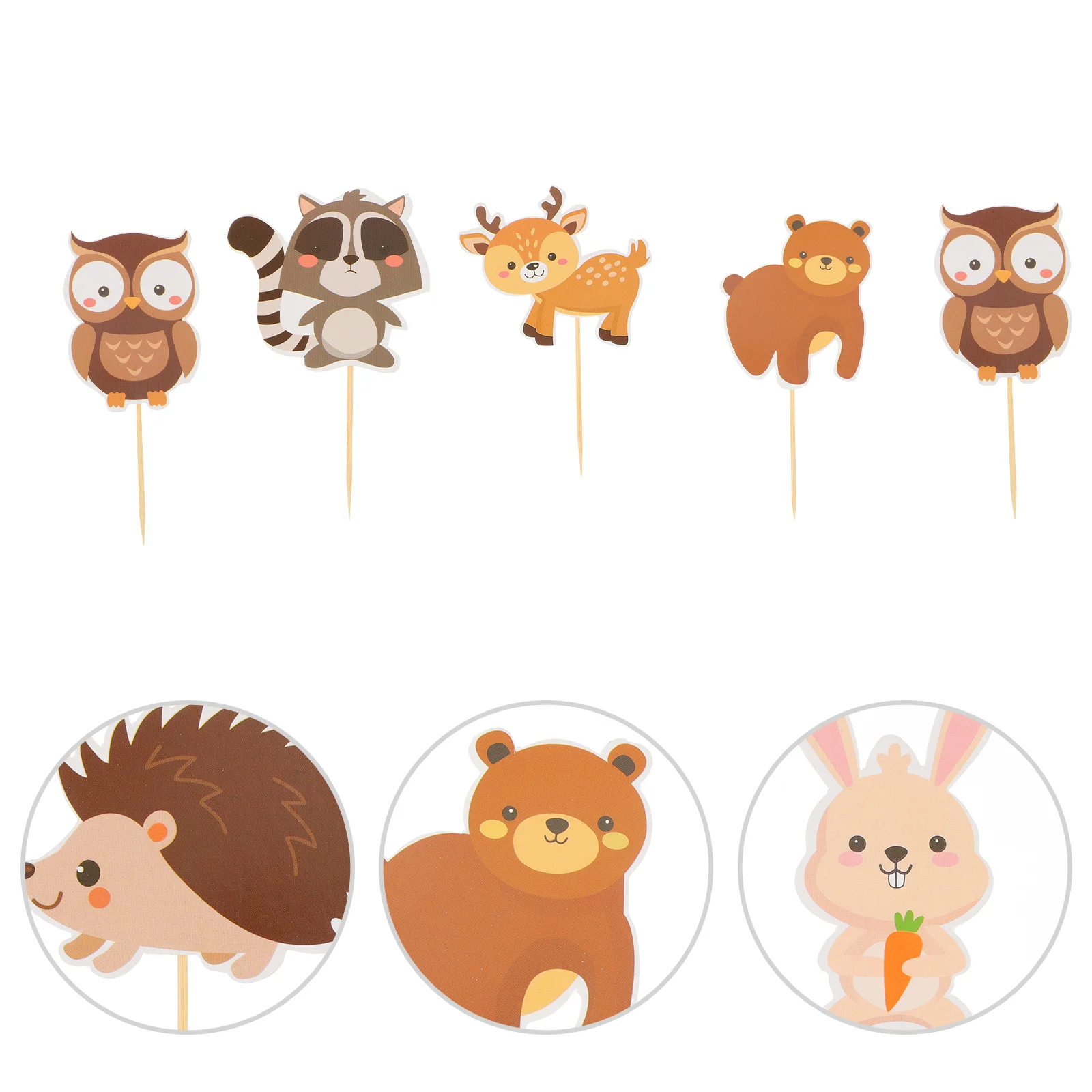 

Cake Topper Party Cupcake Toppers Animal Dessert Decor Forest Fruit Animals Insert Pick Picks Woodland Birthday Shower Baby