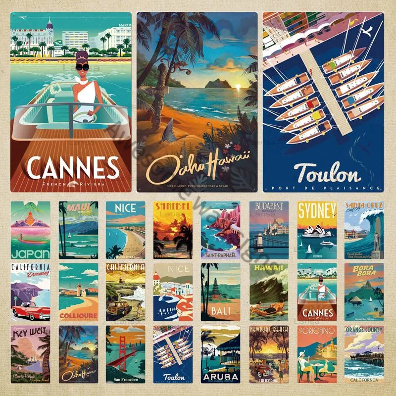 

Металлическая Винтажная летняя металлическая настенная табличка для пляжа, морского берега, гор, декоративная пластина для бара, металличе...