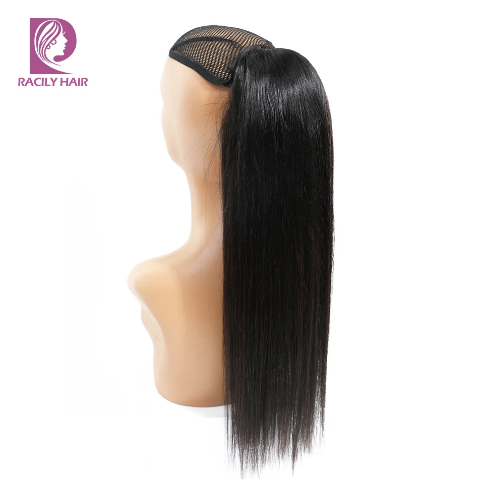 Racily Hair Straight Drawstring Ponytail Human Brazilian Clip In Extensions Remy Ombre Wrap Around 4 Colors |