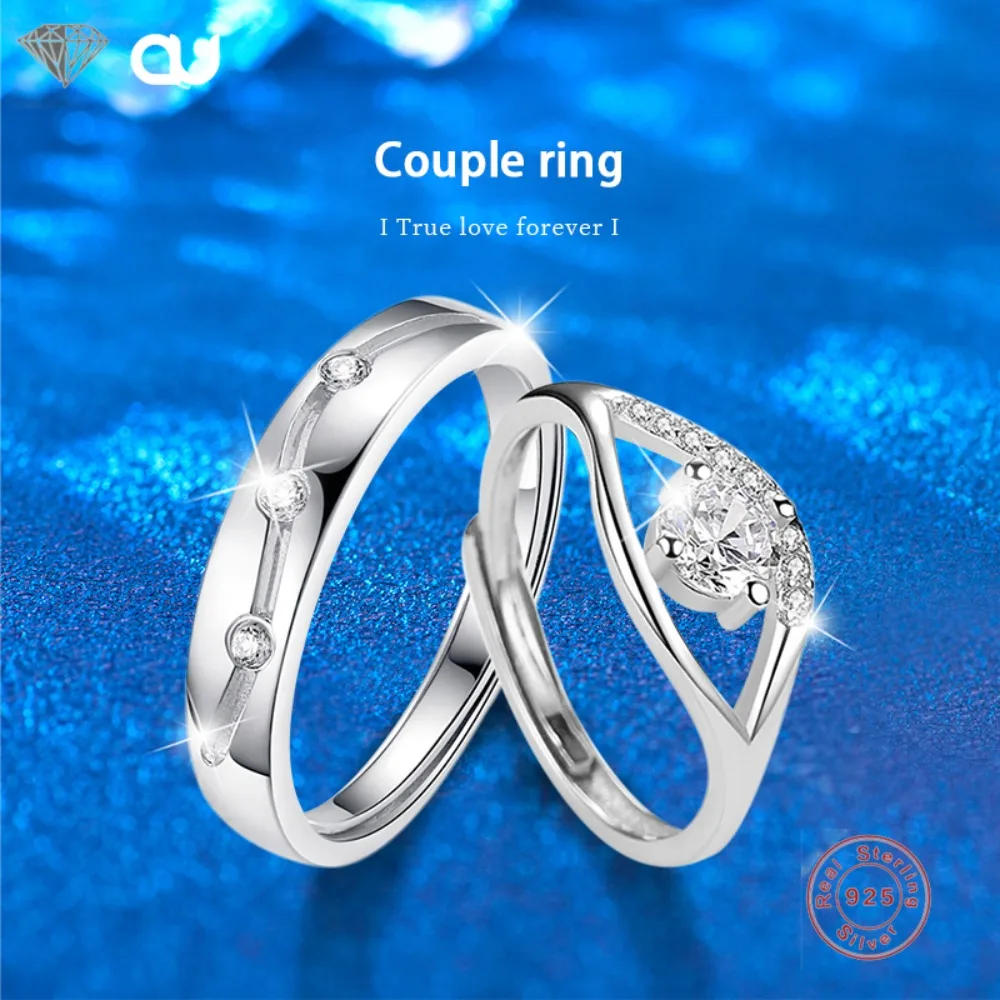 Серебряные кольца с муассанитом для пары