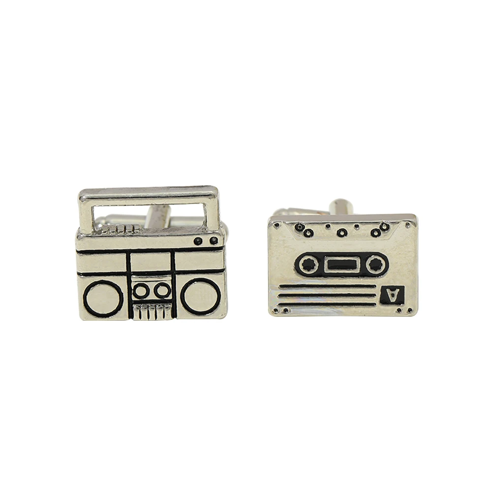 Mens Cufflinks Set Silver Tone Cuff Links For Boy Music Lovers Shirt Tuxedo Sleeve Button Party Gift