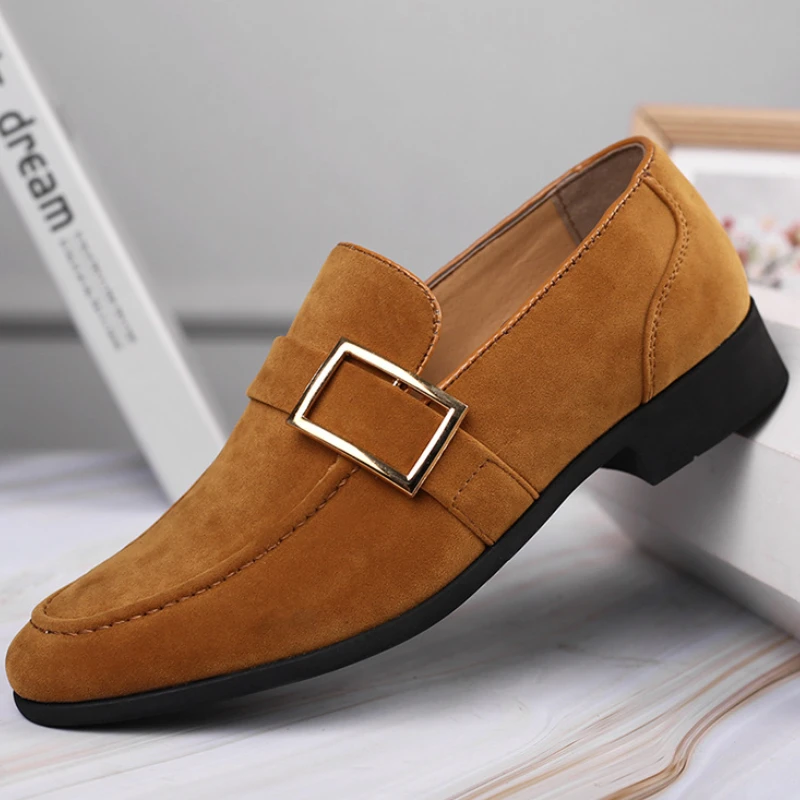 

Men's Leather Shoes Spring Belt Buckle Casual Driving Large Size Shoes Round Head Slip on Loafers Zapatos De Vestir Hombre