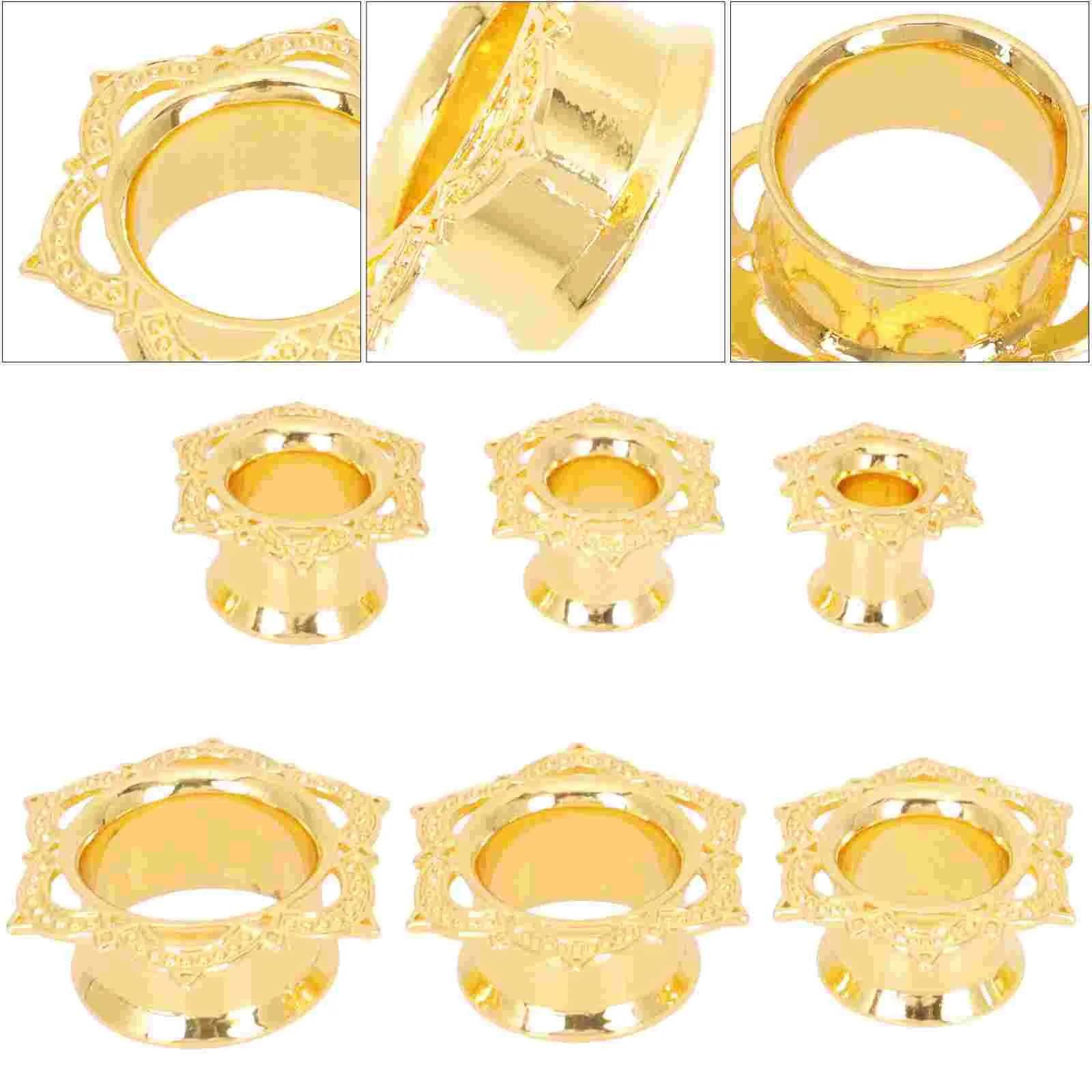 

6pcs Ear Gauges Ear Tunnel Plugs Stainless Steel Plugs Gauges Ear Tunnels