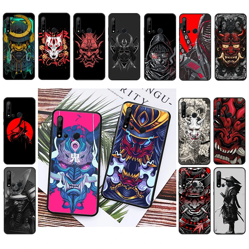 

Japanese Samurai Oni Mask Phone Case For Huawei P50 Pro P30 P40 Lite P40Pro P20 lite P10 Plus Mate 20 Pro Mate20 X