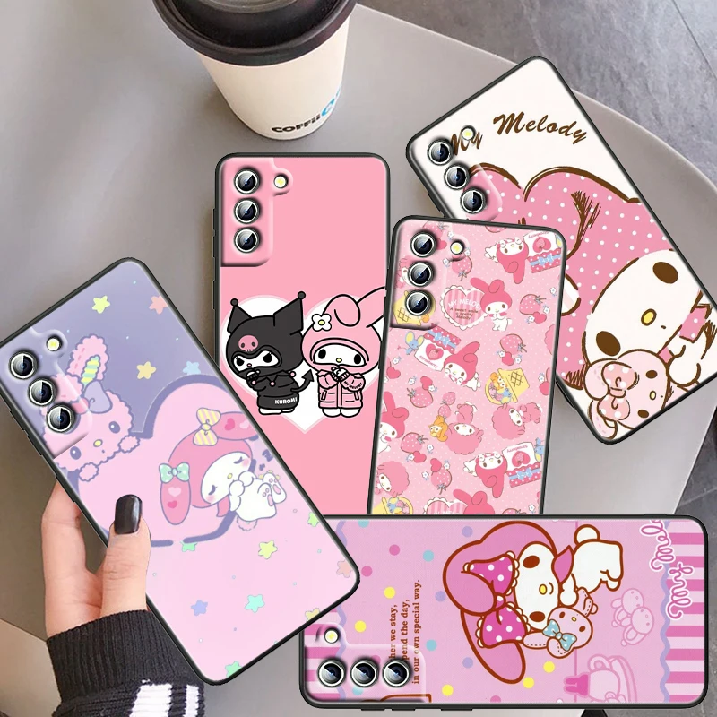 

Melody Cute Cartoon For Samsung Galaxy S22 S21 S20 FE S10 5G S10E S9 S8 Plus Ultra Pro Lite S7 Edge Soft Black Phone Case