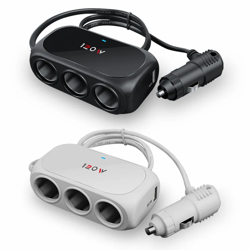 

Разветвитель автомобильного прикуривателя с 3 розетками, 2 USB-порта, 120 Вт, 12 В, 24 В