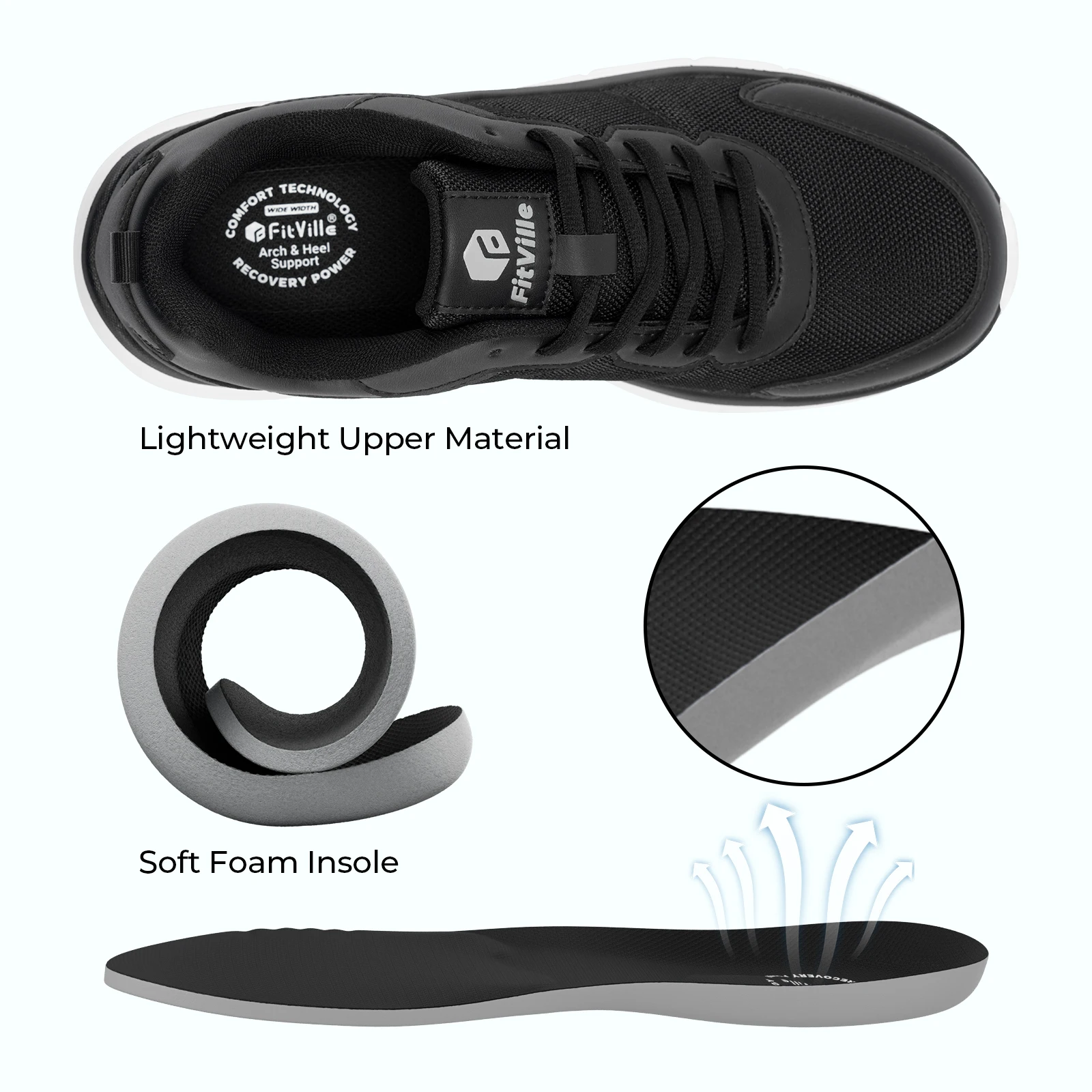 Кроссовки FitVille мужские легкие повседневная обувь для ходьбы максимальная ширина