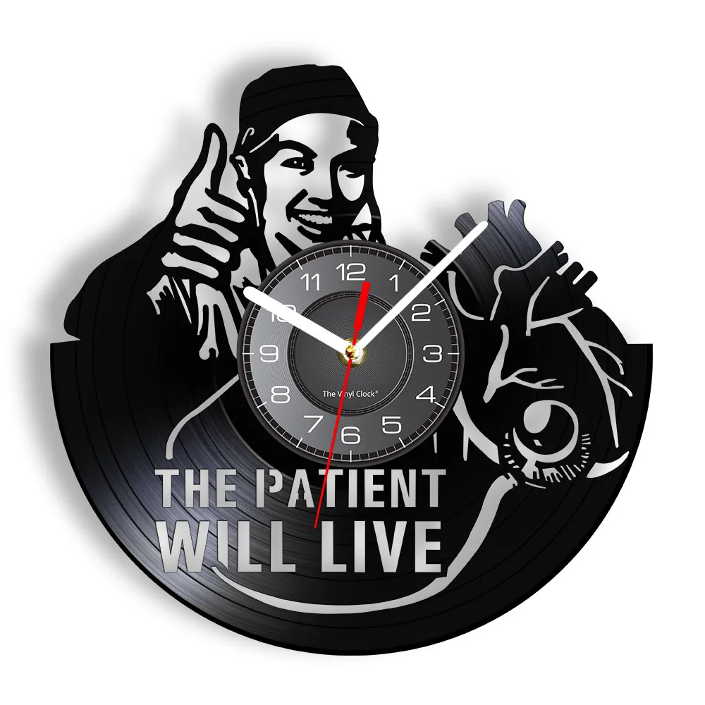 

The Patient Will Live Hospital Quote Medical Wall Art Clinic Offic Wall Decor Doctor Wall Clock Vintage Nurse Vinyl Record Clock