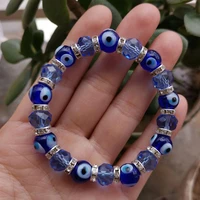 evil eye lucky bracelet amulet nazar turkey blue crystal beads couple bracelet for women girl adjustable fashion jewelry