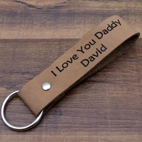 personalized leather keychain leather key chain gift for dad him customize dad leather keyring fathers day gift men keychain