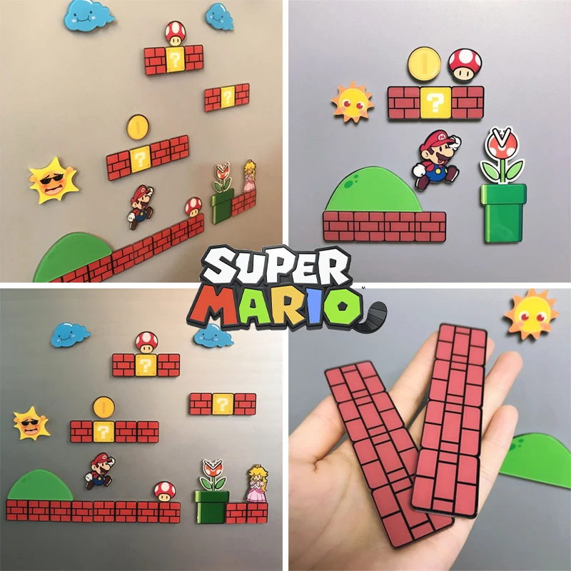 

Super Mario Magnet Refrigerator Magnetic Sticker Home Kitchen Convenience Sticker Cartoon Anime Photo Message Board Stickers