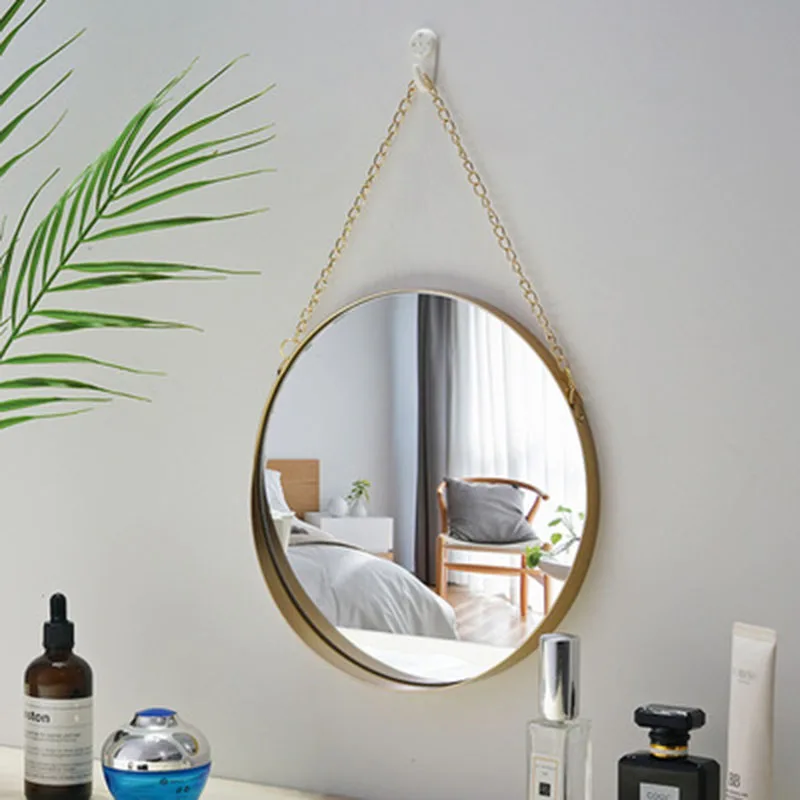 

Bohemian Vanity Round Makeup Wall Mirror Bathroom Shower Gold House Cosmetic Mirror Decoration Home Miroir Mural Room Decor