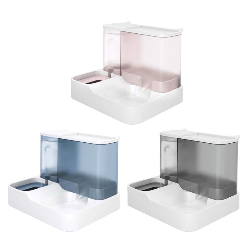 

2 in 1 Dog Feeder Raised Posture Food Water Bowl Double Bowl Supplies Bowl Pet Feeder Anti-Leak 090C