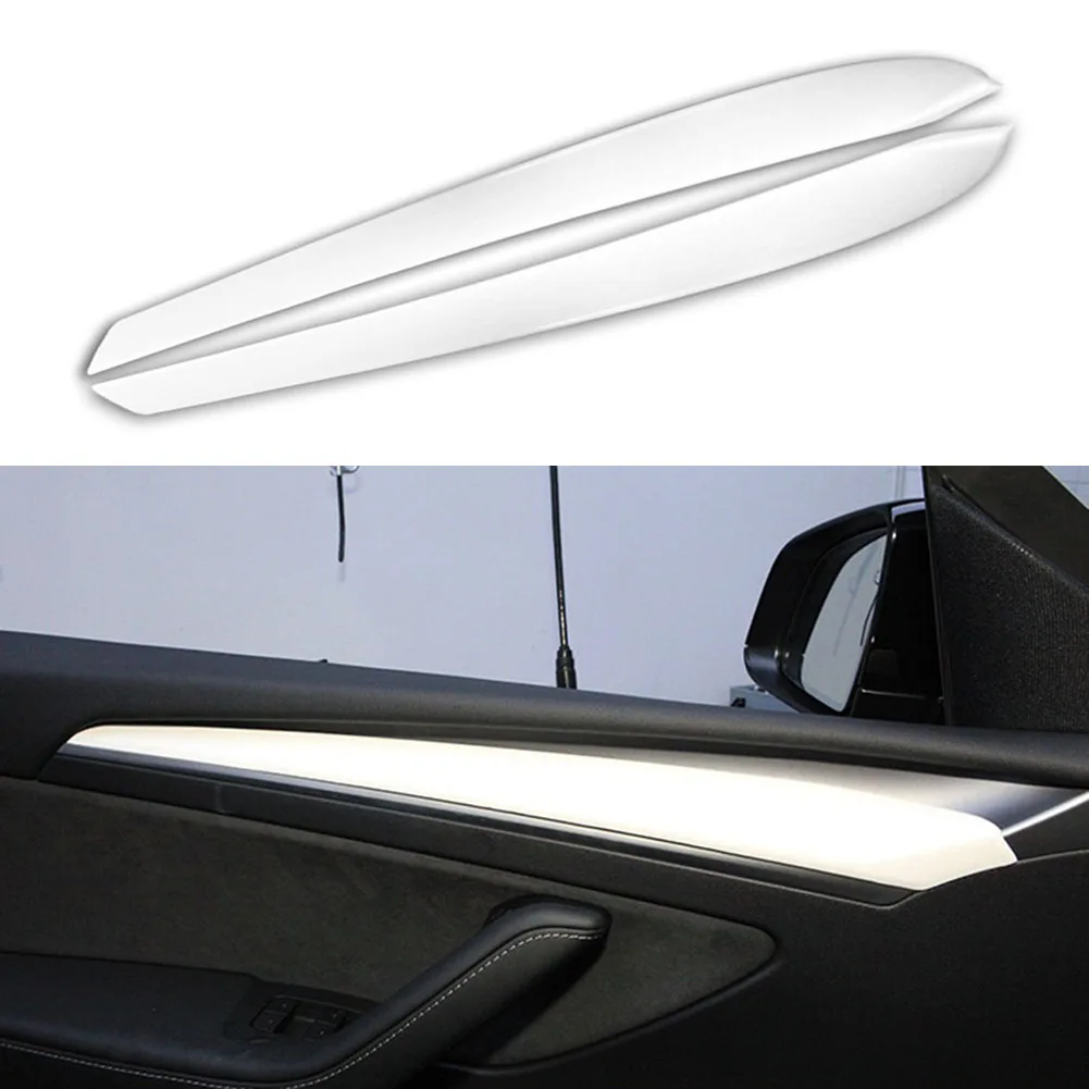

2pcs Car Styling Inner Door Decoration Trim Strips Automobiles Interior Accessories for Tesla Model 3 / Y 2021-2022