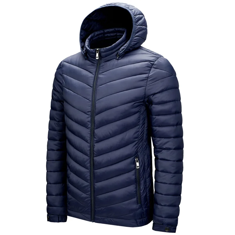 

Brand Fashion Men's Winter Jacket Cotton Padded Coats Solid Color Male Hooded Parkas Plus Size M-6XL