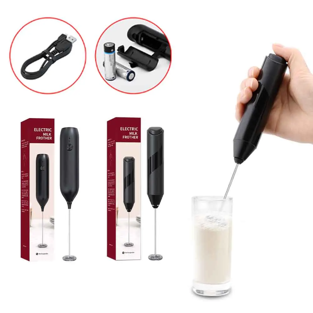 

Ручной Электрический вспениватель молока с зарядкой от USB, с питанием от батарейки, мини-аппарат для пены, Миксер для напитков, венчик для кофе, латте, маття