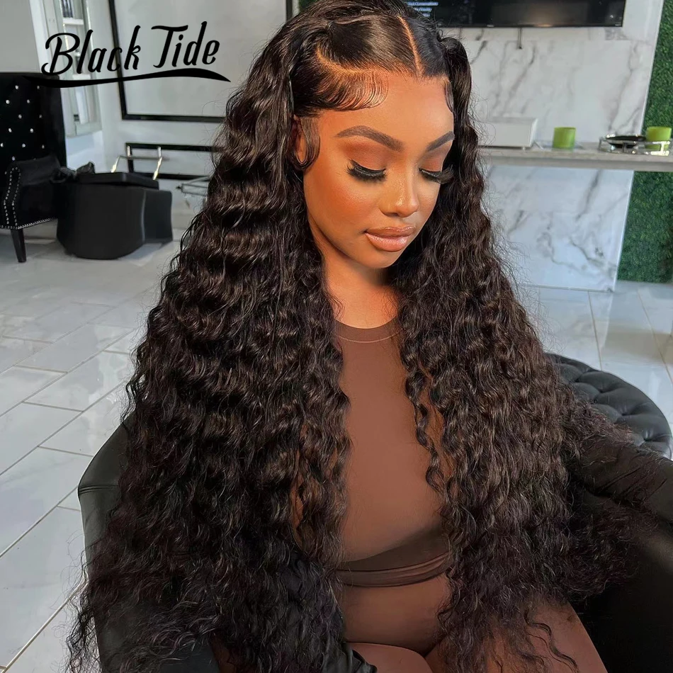 Deep Wave Frontal Wig 13x6 HD Transparent Lace Front Wig Remy Curly Lace Front Human Hair Wig 5x5 HD Lace Closures Wig For Women