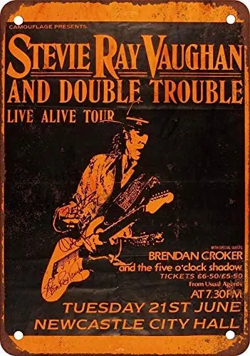 

Fashionable 1988 Stevie Ray Vaughn in Newcastle Vintage Look Reproduction 8X12 inches Metal tin Sign Vintage Signs