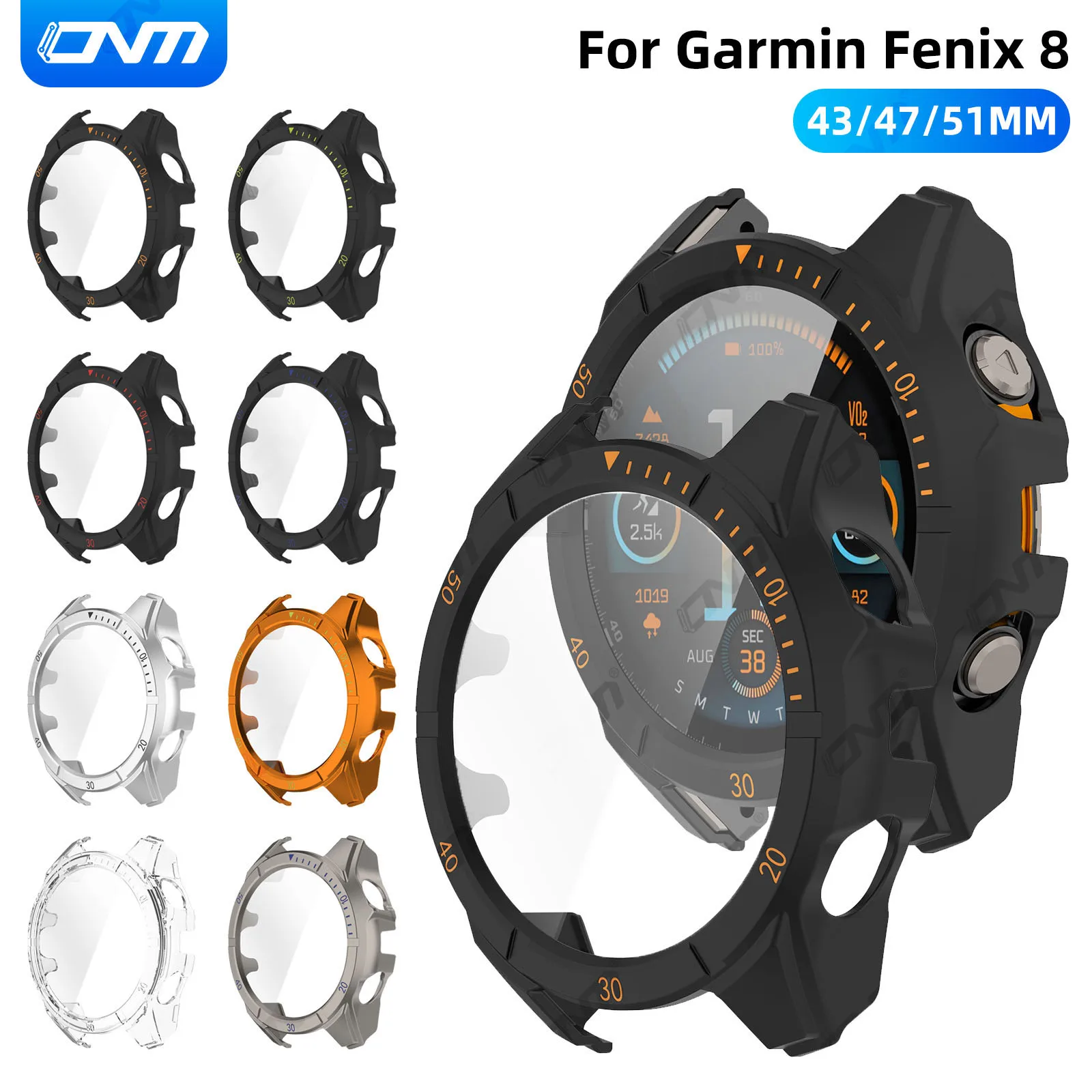 Чехол для часов Garmin Fenix 8 43/47/51 мм AMOLED SOLAR защитное стекло из закаленного стекла