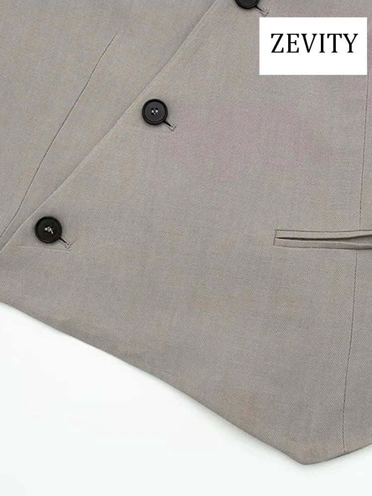 ZEVITY женский модный Асимметричный жилет с пуговицами спереди винтажная женская