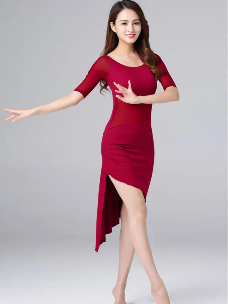 

Элегантные вечерние платья, модная одежда, однотонный костюм для бальных танцев, женское Сетчатое лоскутное платье-трапеция