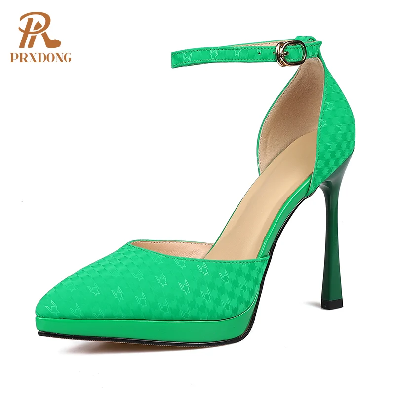 

New 2022 Summer Women Pumps Thin High Heels Pointed Toe Green White Dress Party Wedding Office Lady Shoes Pumps Big Size 34-41
