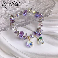 rose sisi japanese and korean version fresh and lovely charm bracelets colorful crystal bracelet fruit beaded elastic jewelry
