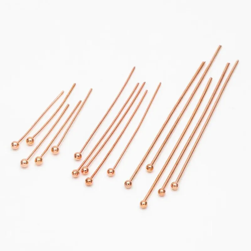 Фото Позолоченные шариковые штифты из розового золота 14K, проволока 24 калибра (0.41/0.5 мм), длина 1/1.5/2 дюйма (25.4/38.1/50.8 мм) для оптового изготовления ювелирных изделий №5