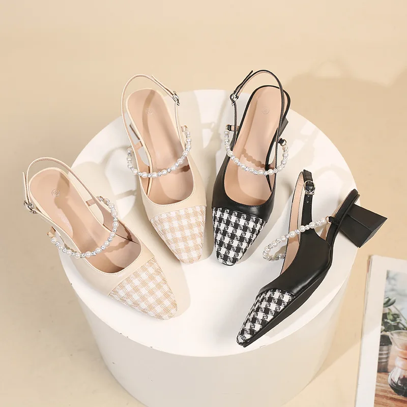 

Square Toe Rhinestone Sandals for Women Spring/Summer Versatile Chunky Heels Plus Size 32-43 Zapatos Mujer Mary Jane Shoes