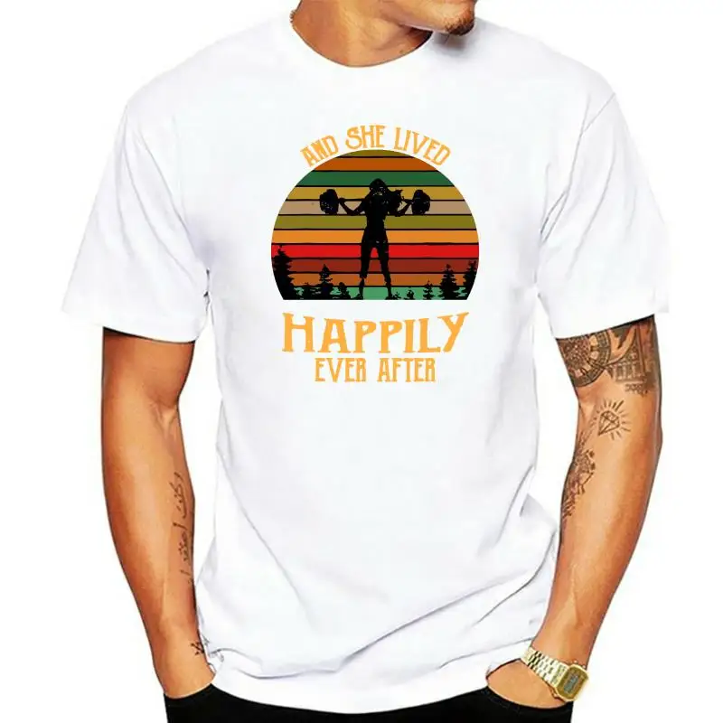 

And She Lived Happily Ever After Weightlifting Gymer Vintage Black T-Shirt S-3Xl Custom Special Print Tee Shirt