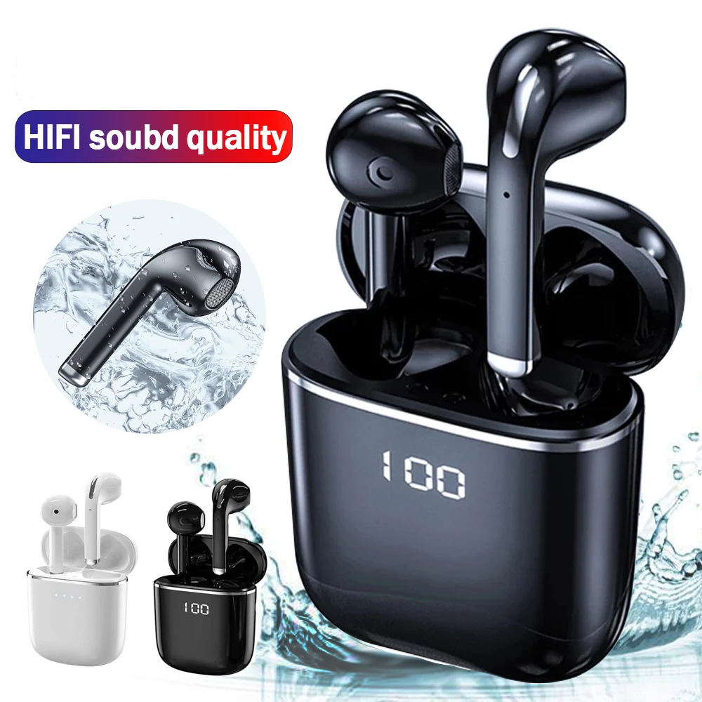 

2022 New J05 Headset Stereo Bluetooth Headsets Wireless Earbdus Bass Smart Touch LED Noise Cacelling Volume Control Headphone
