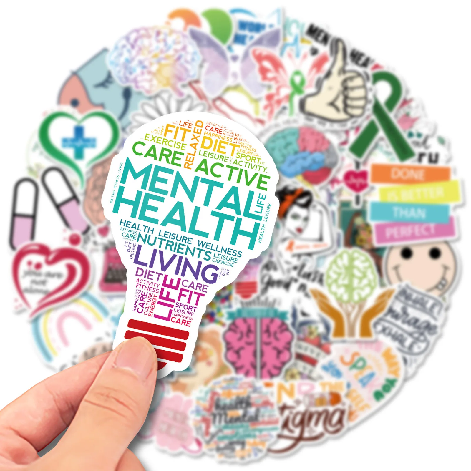 

10/30/50PCS Mental Health Positive Stickers Graffiti Decals Toy Gift DIY Fridge Guitar Helmet Laptop Phone Art Creative Sticker