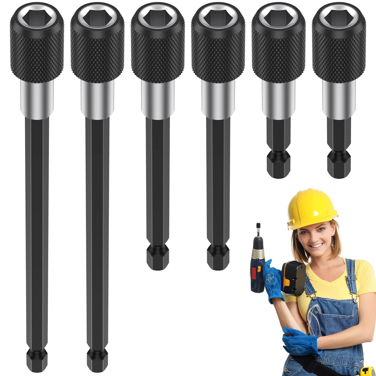 

6Pcs Drill Bit Extension Magnetic Chrome-vanadium Steel Screwdriver Bit Holder Quick Release 1/4 Inch Hex Shank Drill Bit