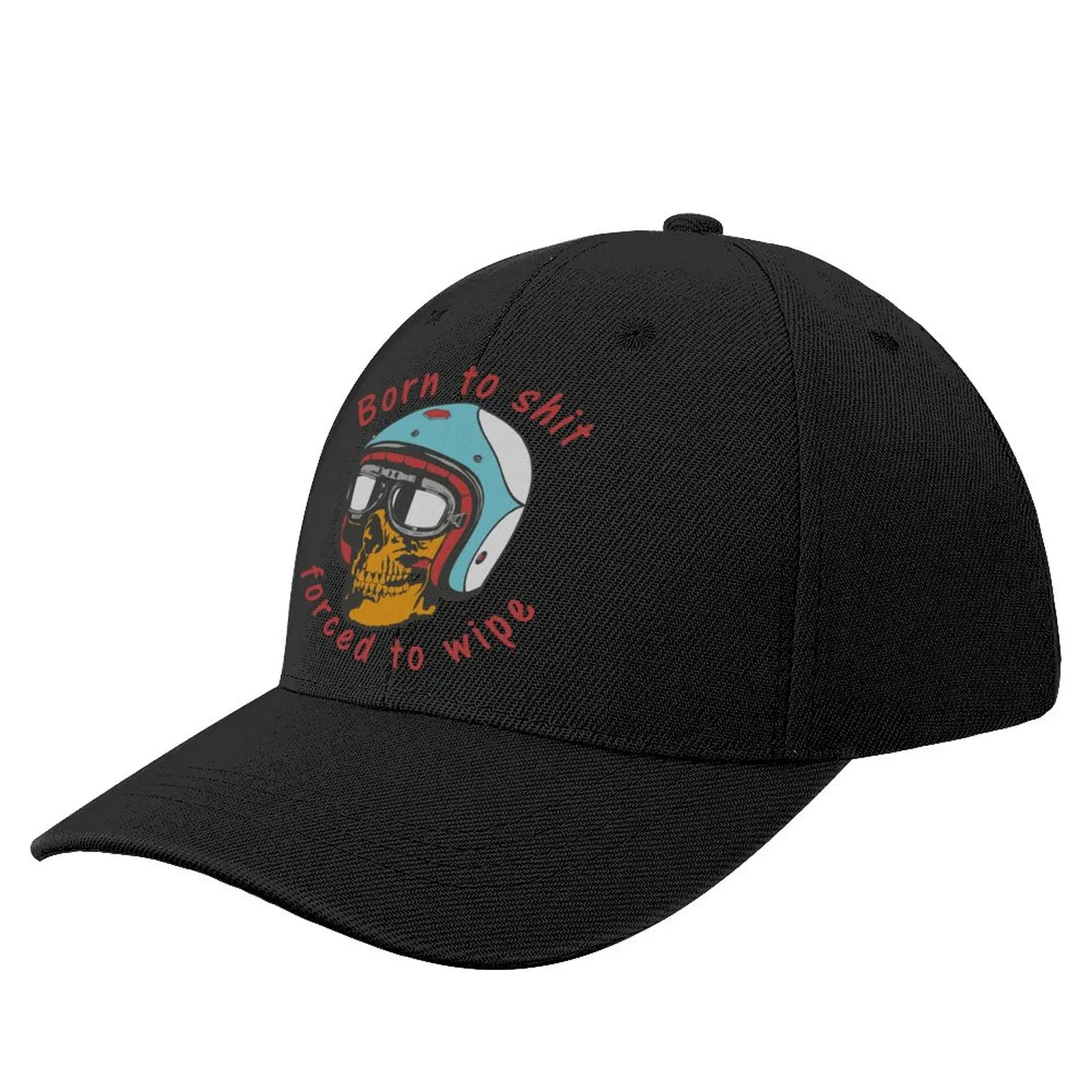 

Born to Shit Skull In Helmet Baseball Cap Funny Words University Baseball Hat Fashionable Polyester Bboy Style Printed Cap