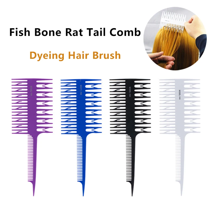 

Professional Hair Comb Hair Dyeing Highlight Hair Brush Fish Bone Rat Tail Comb Barber Hairdressing Comb Salon Hair Styling Tool