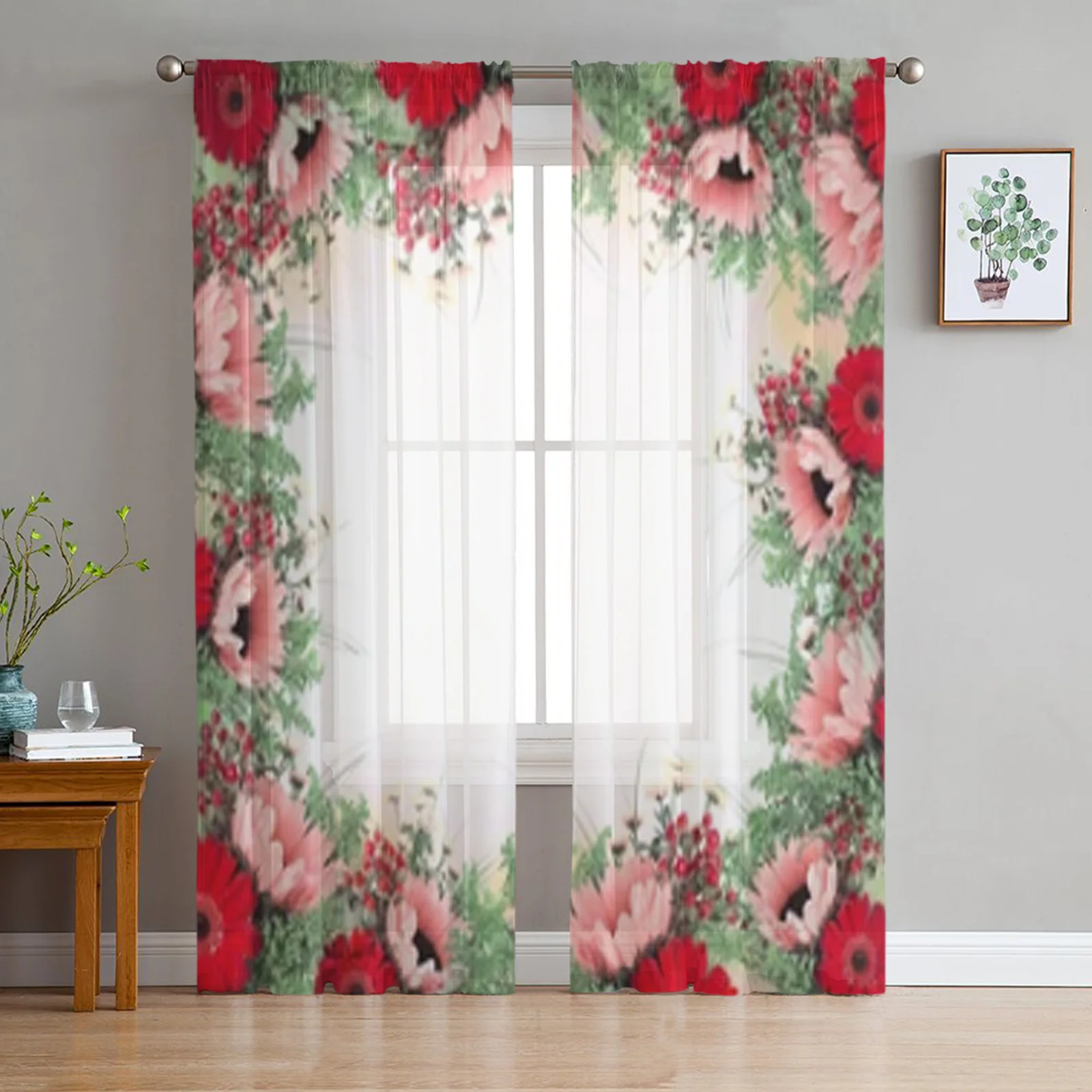 

Тюлевые шторы с маргаритками и подсолнухами, для гостиной, спальни, кухни, домашние декоративные прозрачные панели