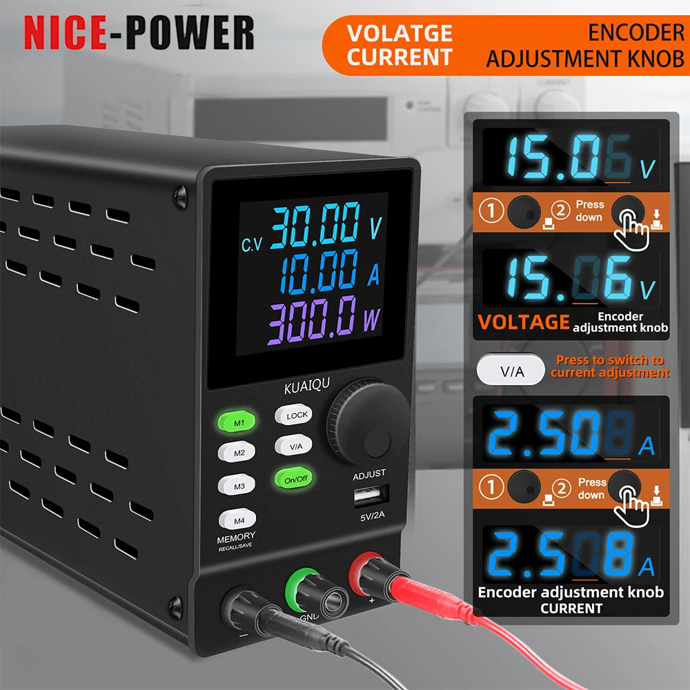 

USB Lab Regulated DC Power Supply 30V 10A 60V 5A Adjustable Switching Power Display 4 Digit Display 0.001A Fine adjustment