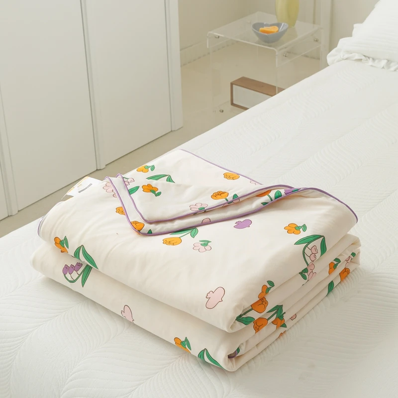 

Grade A Knitted Cotton Summer Cool Blanket for Child Pregnant Women Air-conditioned Queen Quilt Soy Fibre Fill Thin Comforter