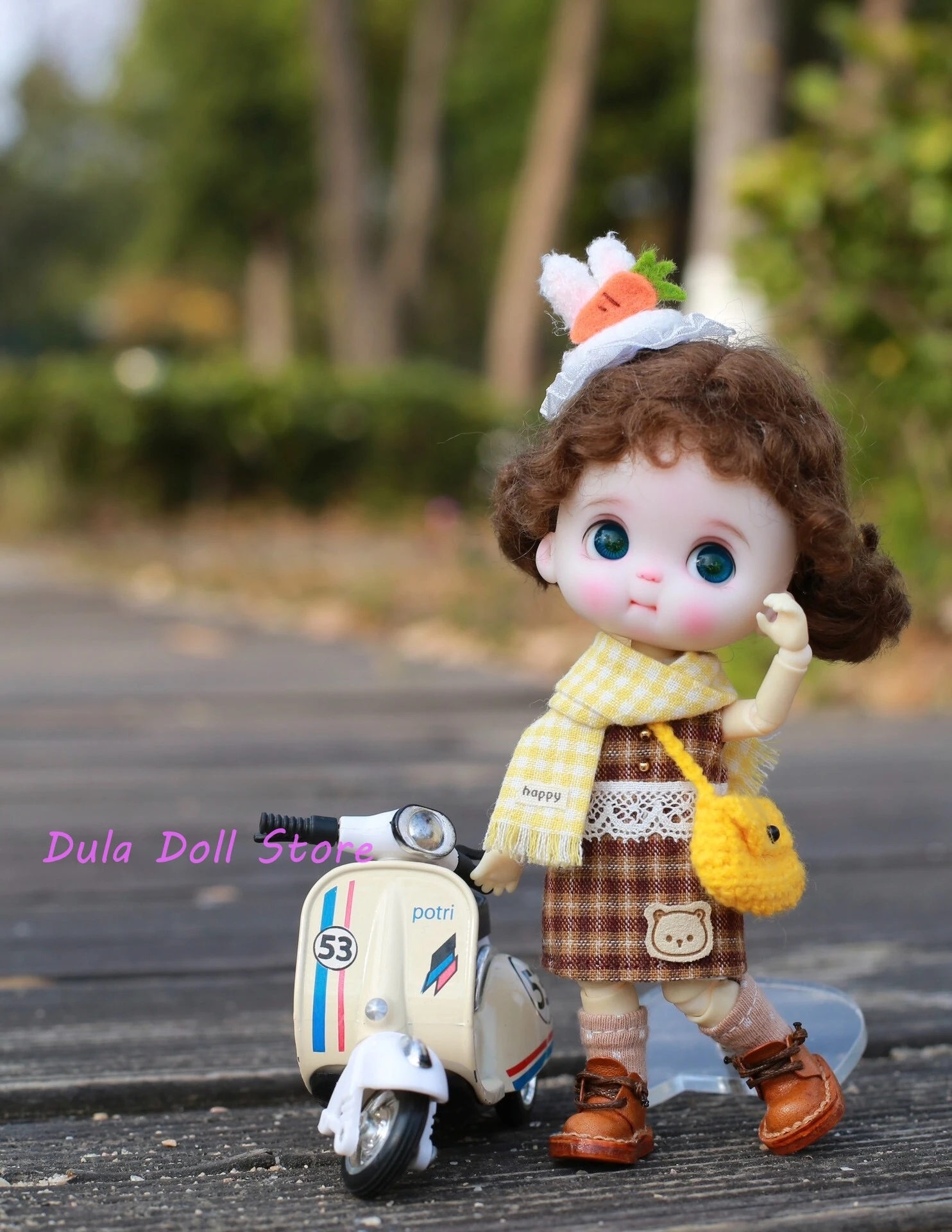 Фото S Dula Doll Одежда Заколка для волос с кроличьими ушками, комплект пальто для куклы ob11 GSC №3