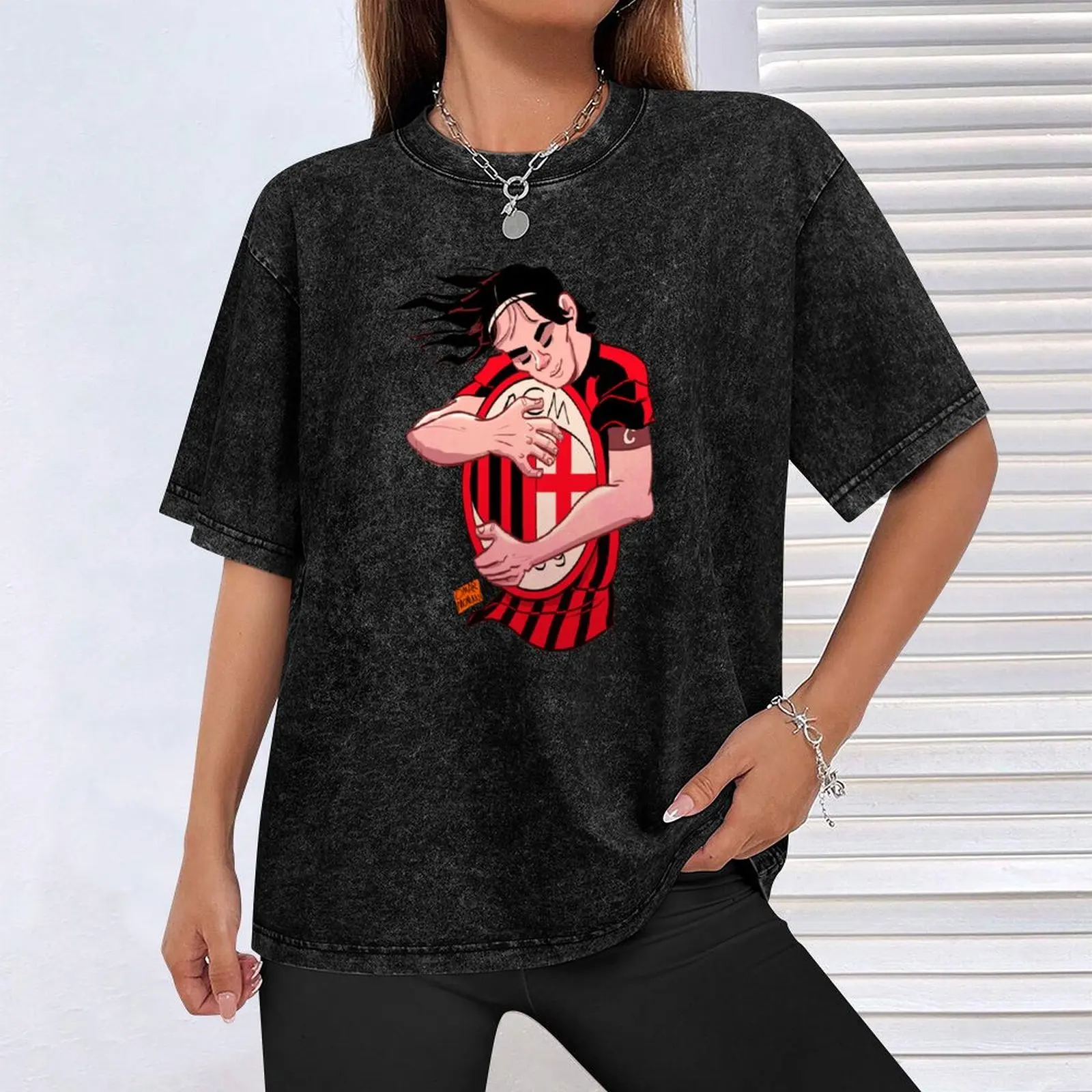 Футболка Rossoneri с надписью love Мужская футболка в стиле аниме графическим рисунком