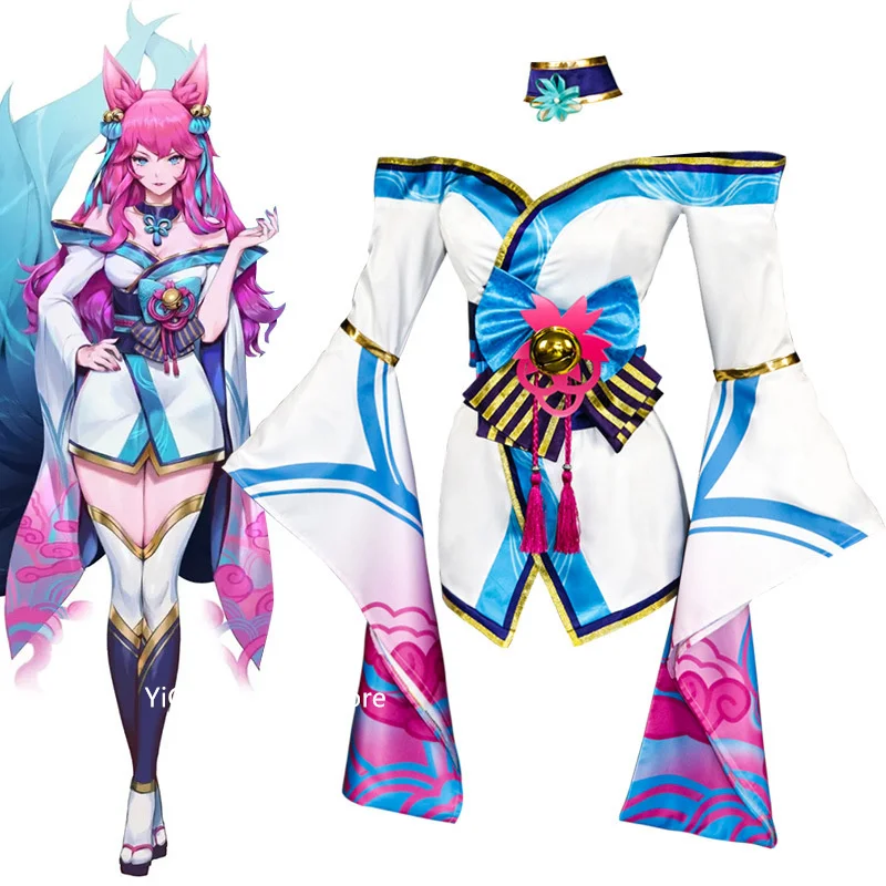 

LOL Spirit Blossom Ahri Cosplay Costumes Ahri Game Cosplay Costumes LOL Ahri Kimono Women Full Set Chinese Dress Accessories