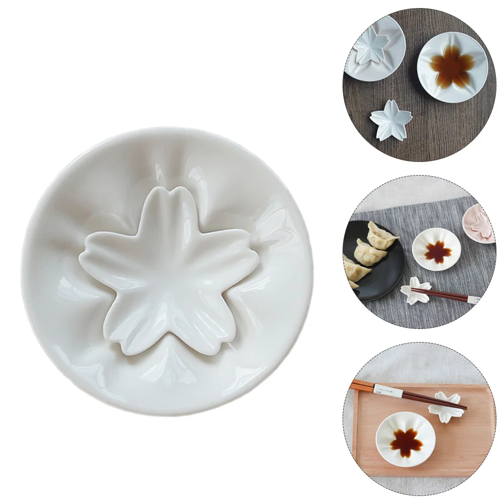 

2pcs Ceramic Sauce Dish Seasoning Dishes 2 in 1 Chopstick Rest Sauce Dish Side Seasoning Bowl Sushi Soy Dipping Bowls