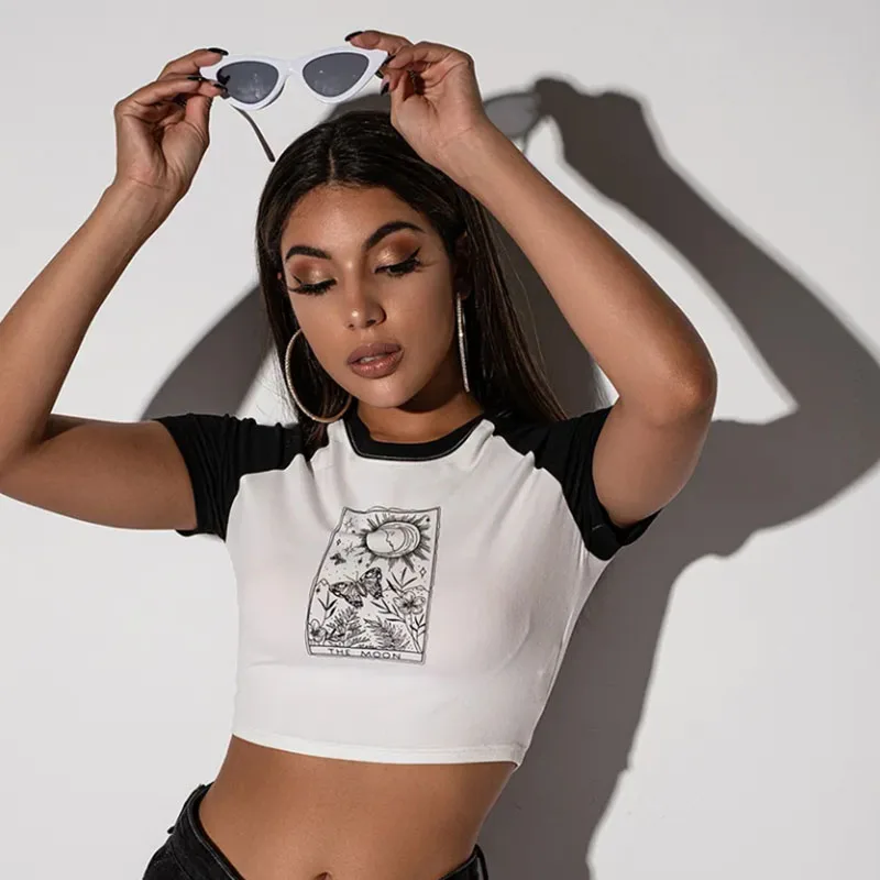 Y2K Женская сексуальная майка в стиле ретро с принтом Летний модный топ